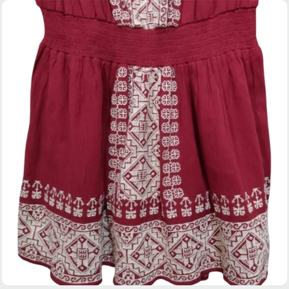 Revolve Tularosa Fiona Off Shoulder Embroidered Burgundy Dress Medium Boho - Picture 3 of 12